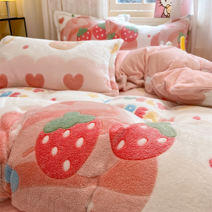 91家纺网 家纺一手货源 找家纺 川悦生活 2024新款雪花绒印花单被套系列-夜景 冰激凌小熊