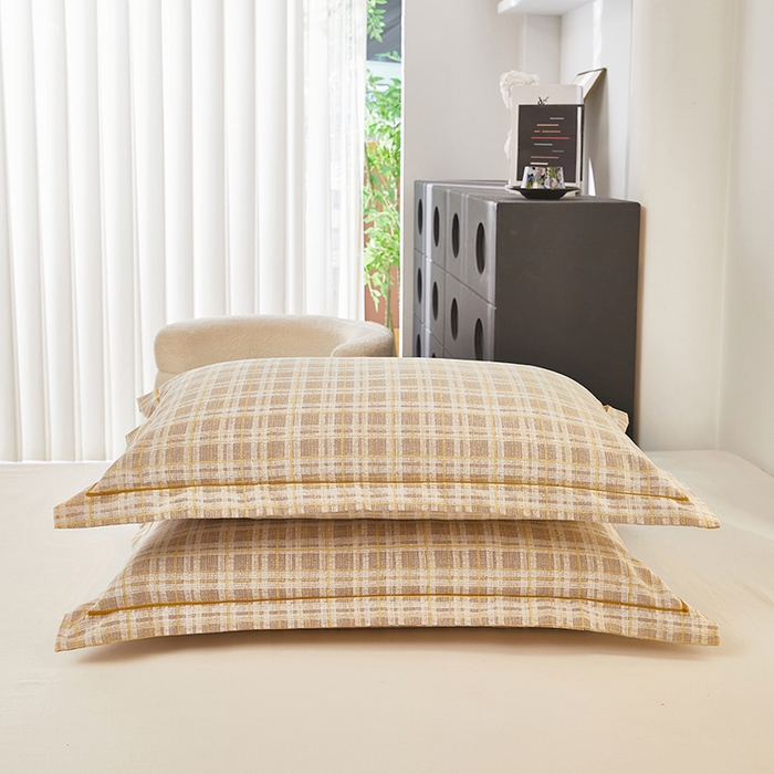 91家纺网 家纺一手货源 找家纺 雲归梦 2024新款全棉多规格加厚磨毛多规格单品--单枕套 单枕套-时尚恋格-棕