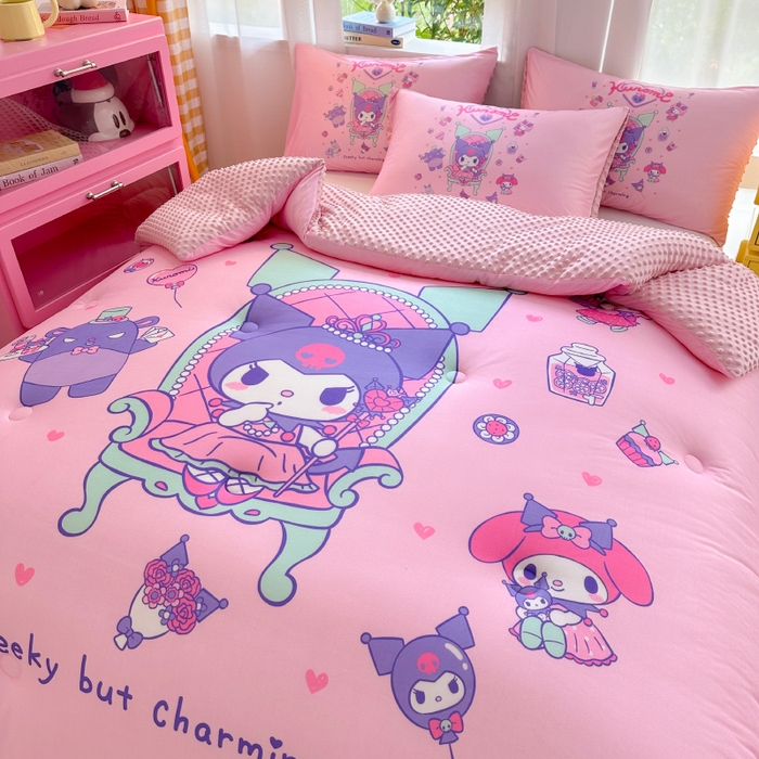 91家纺网 家纺一手货源 找家纺 ds生活馆 2025新款三丽鸥大版印花豆豆被春秋被冬被 公主库洛米