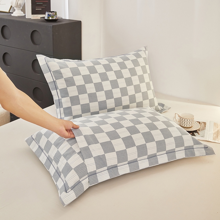 91家纺网 家纺一手货源 找家纺 雲归梦 2024新款全棉多规格加厚磨毛多规格单品--单枕套 单枕套-漾格-灰