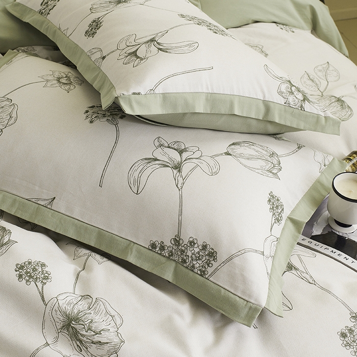 91家纺网 家纺一手货源 找家纺 千朵森 2024新款全棉拼角磨毛四件套-风格二 花拾光