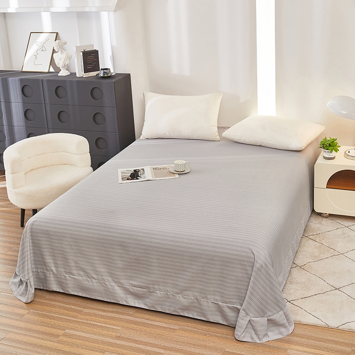 91家纺网 家纺一手货源 找家纺 雲归梦 2024新款全棉多规格加厚磨毛多规格单品--单床单 单床单-条芬芳-灰