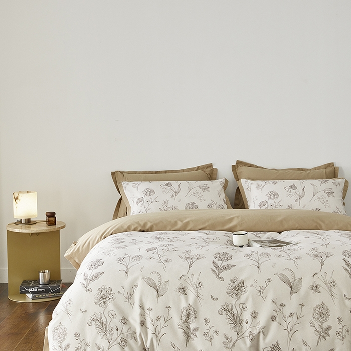 91家纺网 家纺一手货源 找家纺 千朵森 2024新款全棉拼角磨毛四件套-风格二 枝上