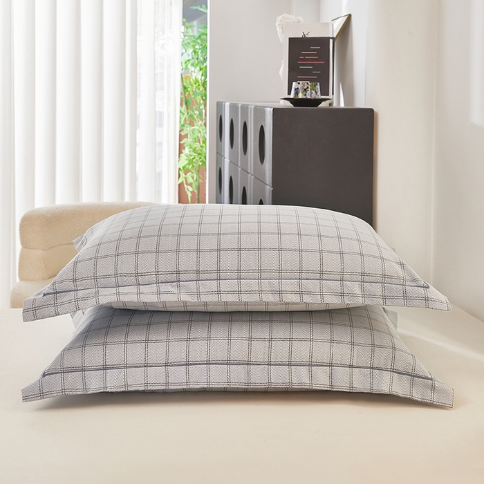 91家纺网 家纺一手货源 找家纺 雲归梦 2024新款全棉多规格加厚磨毛多规格单品--单枕套 单枕套-风景梦格-灰