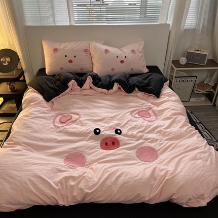 91家纺网 家纺一手货源 找家纺 （总）奈颜 2024新款爆款超柔水洗棉大板毛巾绣四件套学生宿舍三件套