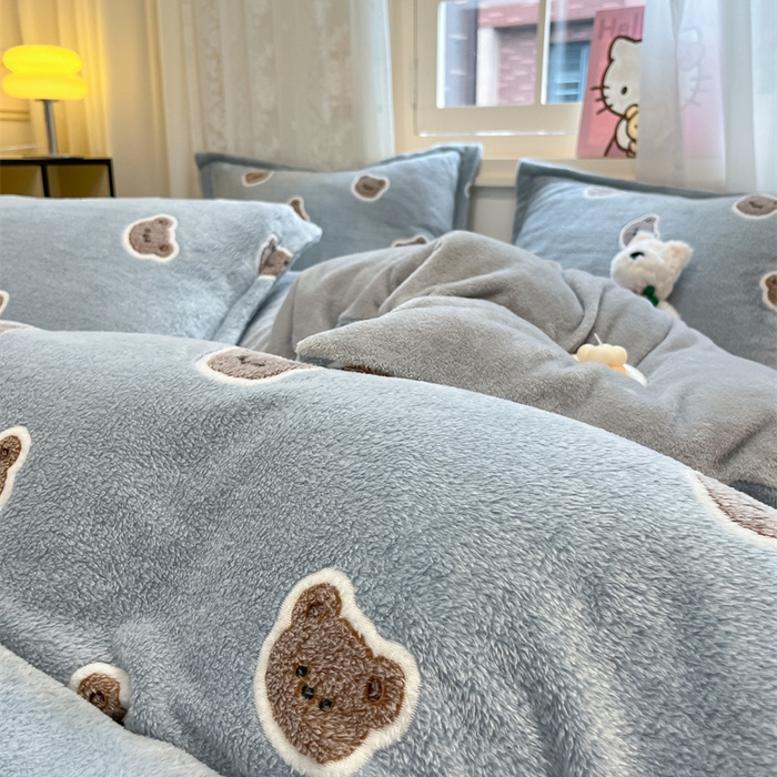 91家纺网 家纺一手货源 找家纺 川悦生活 2024新款雪花绒印花单被套系列-夜景 啵啵熊