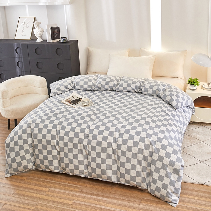 91家纺网 家纺一手货源 找家纺 雲归梦 2024新款全棉多规格加厚磨毛多规格单品--单被套 单被套-漾格-灰