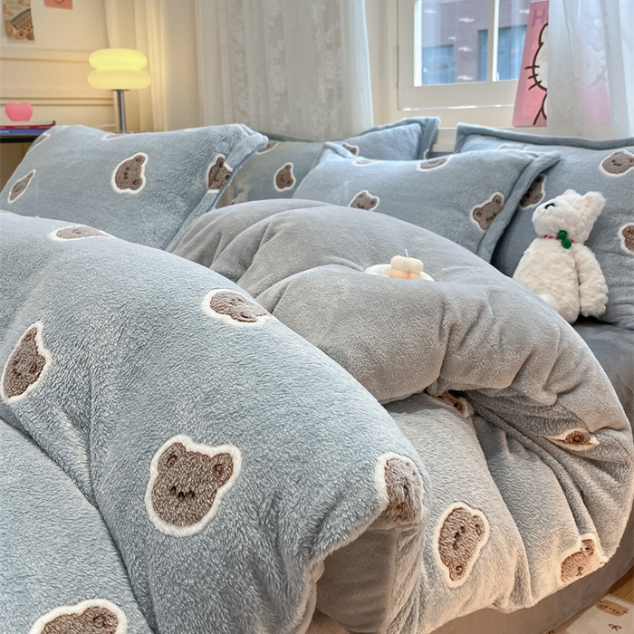 91家纺网 家纺一手货源 找家纺 川悦生活 2024新款雪花绒印花单被套系列-夜景 啵啵熊