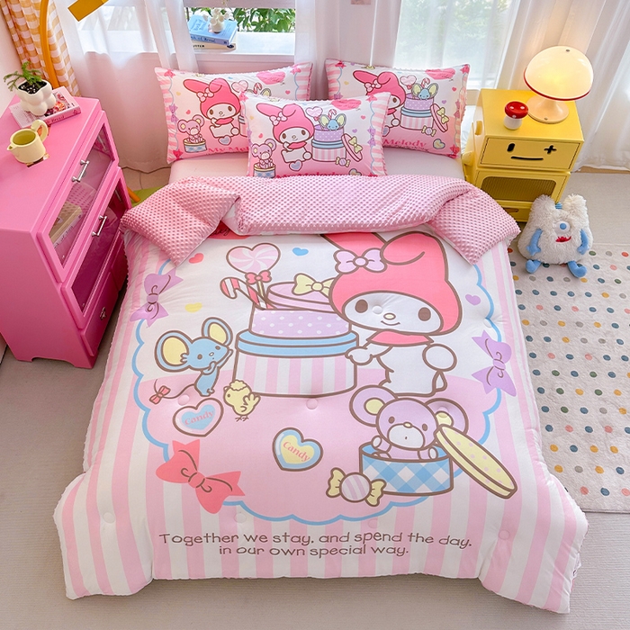 91家纺网 家纺一手货源 找家纺 ds生活馆 2025新款三丽鸥大版印花豆豆被春秋被冬被 蛋糕美乐蒂