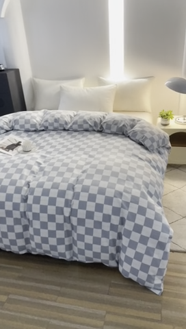 91家纺网 家纺一手货源 找家纺 雲归梦 2024新款全棉多规格加厚磨毛多规格单品--单被套 单被套-漾格-灰