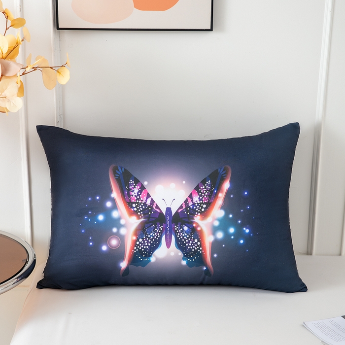 91家纺网 家纺一手货源 找家纺 璐维斯家纺 2025款 现货压缩发货 外贸跨境数码印花大版枕头枕芯temu shein 亚马逊 黑蝴蝶花50*70cm/只