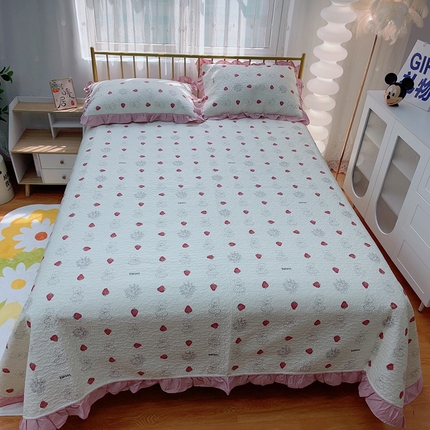 91家纺网 家纺一手货源 找家纺 （总）暖居 2024新款50棉50天丝防滑不跑床夹棉床单四季通用床盖三件套