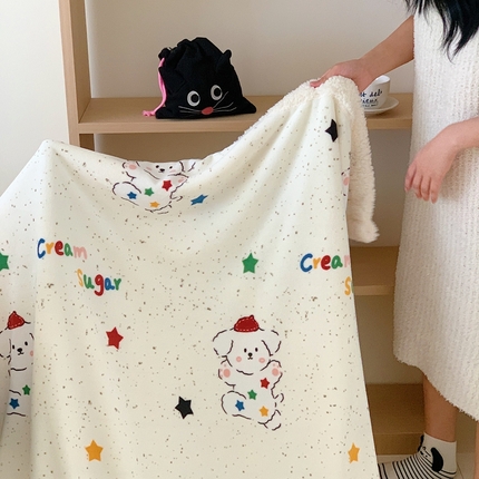 91家纺网 家纺一手货源 找家纺 （总）2024新款INS卡通羊羔绒毛毯盖毯-风格二