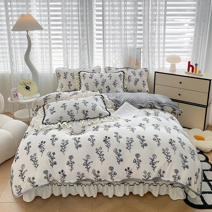 91家纺网 家纺一手货源 找家纺 （总）格真 2024新款加厚保暖豆豆绒牛奶绒单床盖被套三件套四件套