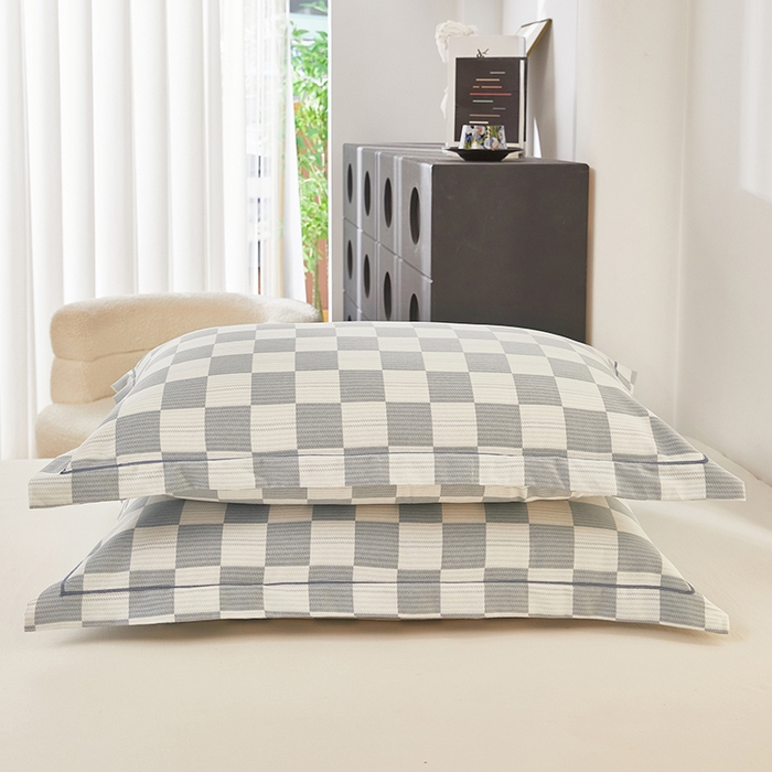 91家纺网 家纺一手货源 找家纺 雲归梦 2024新款全棉多规格加厚磨毛多规格单品--单枕套 单枕套-漾格-灰