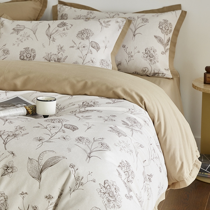 91家纺网 家纺一手货源 找家纺 千朵森 2024新款全棉拼角磨毛四件套-风格二 枝上