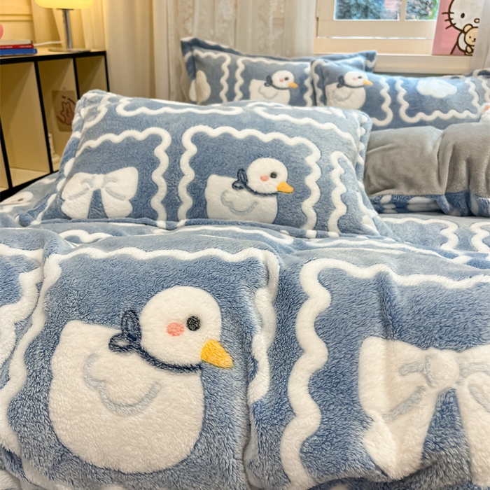 91家纺网 家纺一手货源 找家纺 川悦生活 2024新款雪花绒印花单被套系列-夜景 快乐鸭鸭