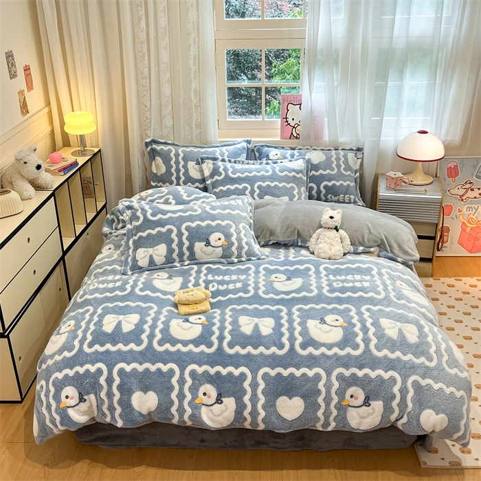 91家纺网 家纺一手货源 找家纺 川悦生活 2024新款雪花绒印花单被套系列-夜景 快乐鸭鸭