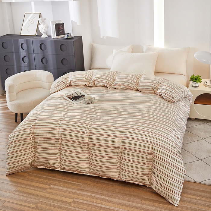 91家纺网 家纺一手货源 找家纺 雲归梦 2024新款全棉多规格加厚磨毛多规格单品--单被套 单被套-时尚条-棕