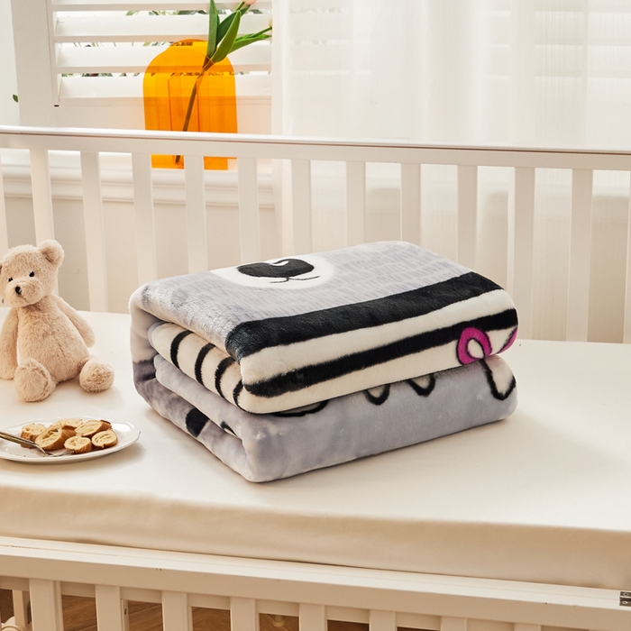 91家纺网 家纺一手货源 找家纺 凯轩毛毛毯毯子网销专供 2024新款舒适亲肤加大加厚儿童云毛毯毯子 盼盼  灰