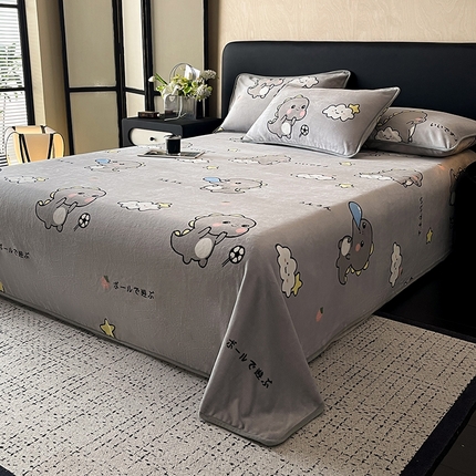 91家纺网 家纺一手货源 找家纺 （总）全季家居 2024新款A类纯色印花高克重加厚保暖包边牛奶绒床单单件