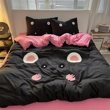 91家纺网 家纺一手货源 找家纺 （总）奈颜 2024新款爆款超柔水洗棉大板毛巾绣四件套学生宿舍三件套