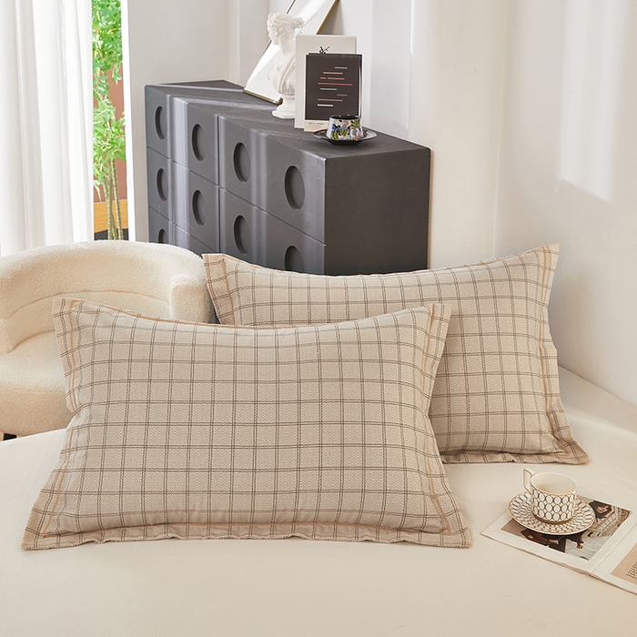 91家纺网 家纺一手货源 找家纺 雲归梦 2024新款全棉多规格加厚磨毛多规格单品--单枕套 单枕套-风景梦格-棕