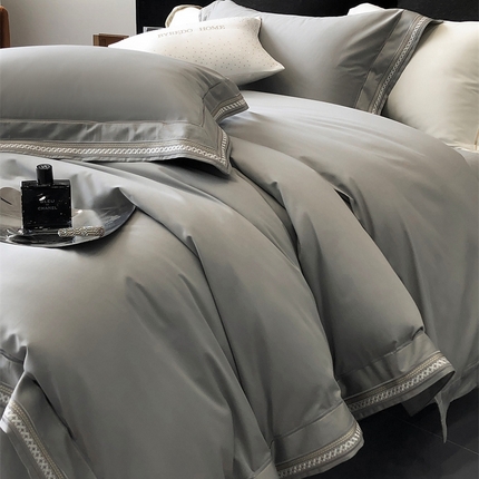 91家纺网 家纺一手货源 找家纺 （总）馨蕊 2024新款100S高奢简约长绒棉四件套-米诺