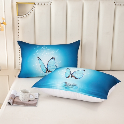 璐维斯家纺 2025款 现货压缩发货 外贸跨境数码印花大版枕头枕芯temu shein 亚马逊 清新蝴蝶蓝50*70cm/只
