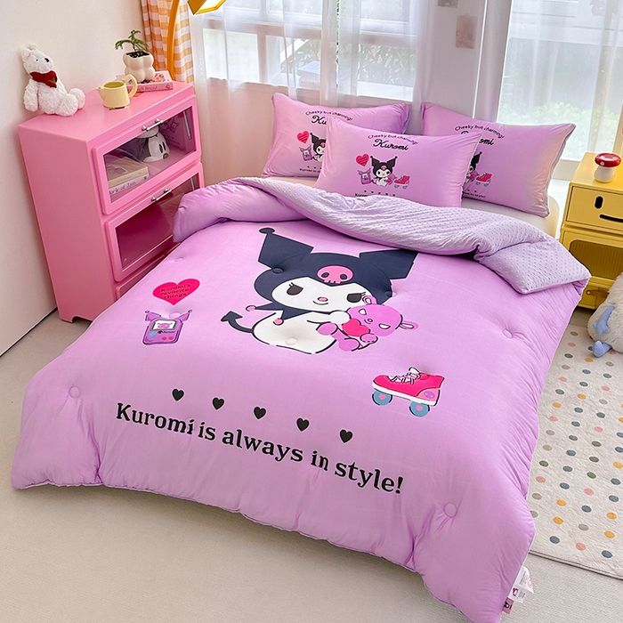 91家纺网 家纺一手货源 找家纺 ds生活馆 2025新款三丽鸥大版印花豆豆被春秋被冬被 开心库洛米