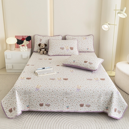 茉夕 2024跑量款暖绒纯棉印花水洗床盖 暖绒-恬蜜(紫)