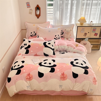 91家纺网 家纺一手货源 找家纺 （总）寻米 2024新款印花牛奶绒四件套