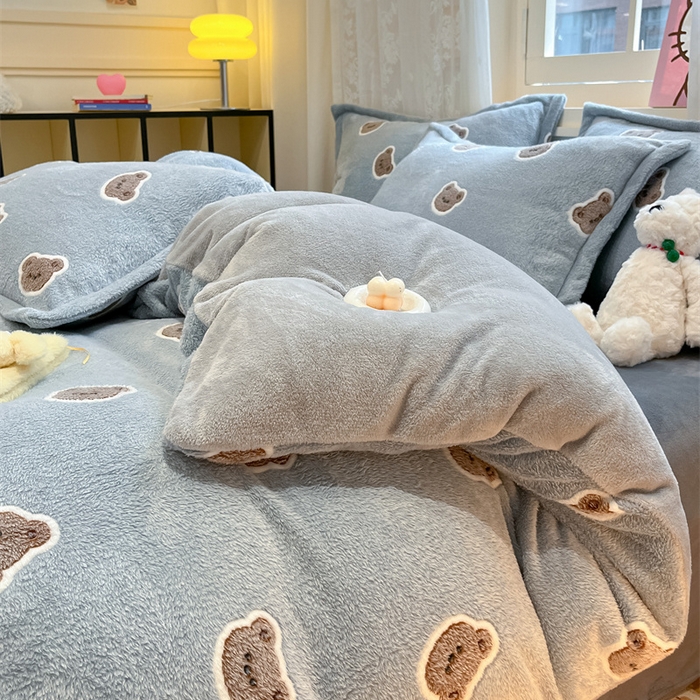 91家纺网 家纺一手货源 找家纺 川悦生活 2024新款雪花绒印花单被套系列-夜景 啵啵熊