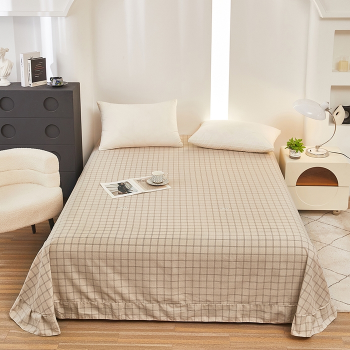 91家纺网 家纺一手货源 找家纺 雲归梦 2024新款全棉多规格加厚磨毛多规格单品--单床单 单床单-风景梦格-棕