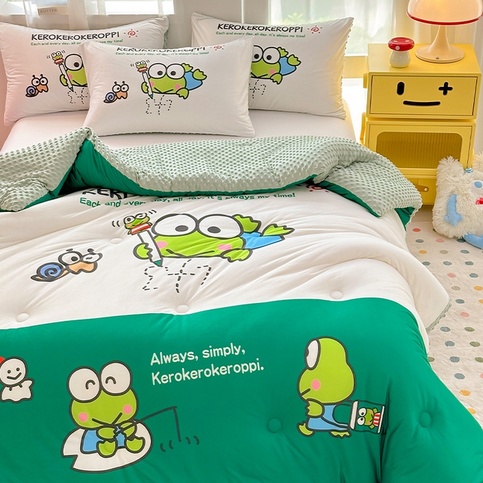 91家纺网 家纺一手货源 找家纺 ds生活馆 2025新款三丽鸥大版印花豆豆被春秋被冬被 大眼蛙