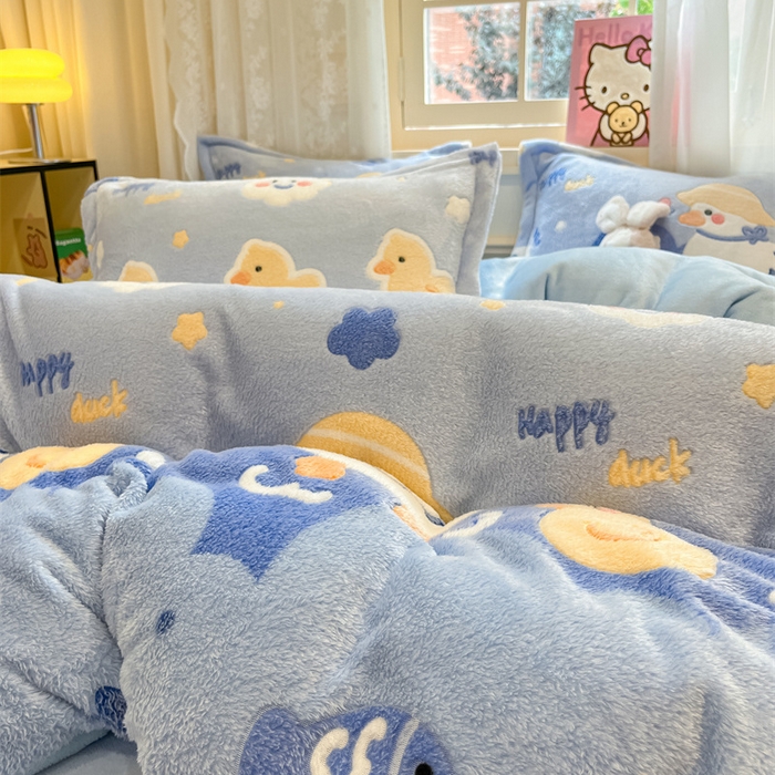 91家纺网 家纺一手货源 找家纺 川悦生活 2024新款雪花绒印花单被套系列-夜景 哒哒鸭丫