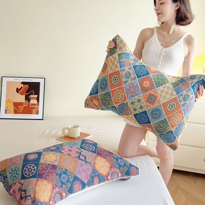 91家纺网 家纺一手货源 找家纺 朴尔家纺-毛巾被 2024新款防滑半包可调节暗扣魔术全棉三层纱布枕巾 欧式卷草纹53*110cm/对