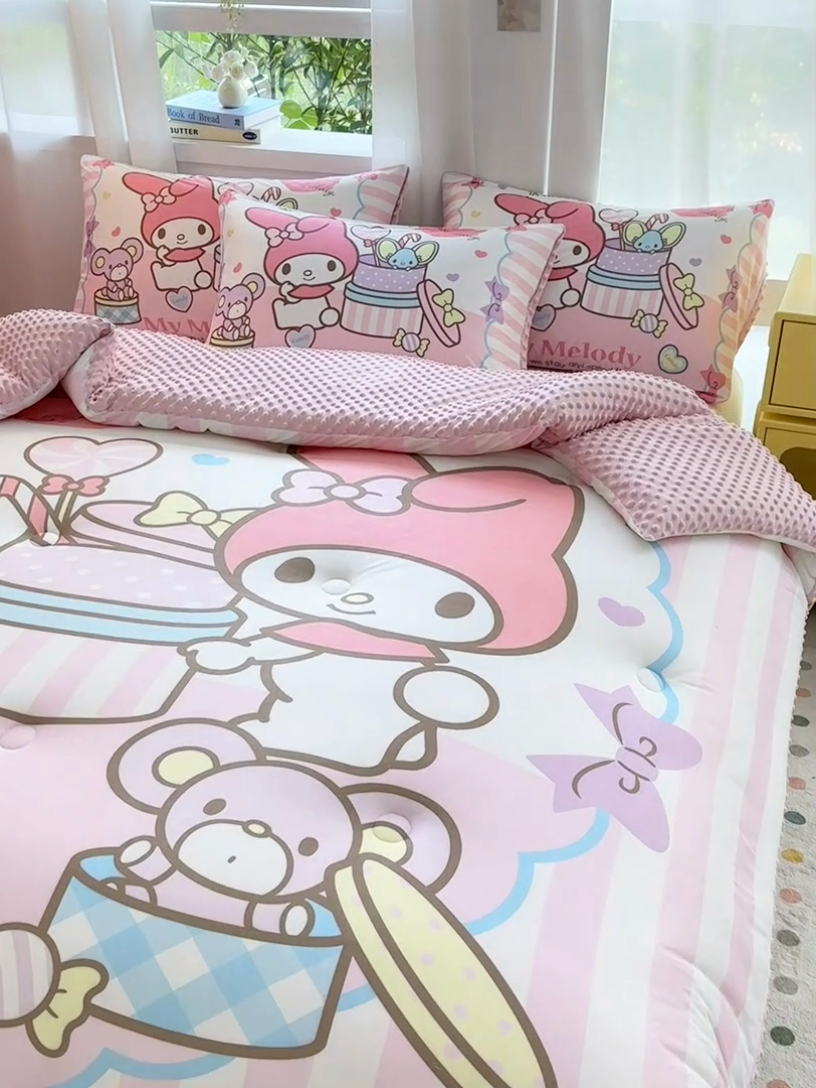 91家纺网 家纺一手货源 找家纺 ds生活馆 2025新款三丽鸥大版印花豆豆被春秋被冬被 蛋糕美乐蒂