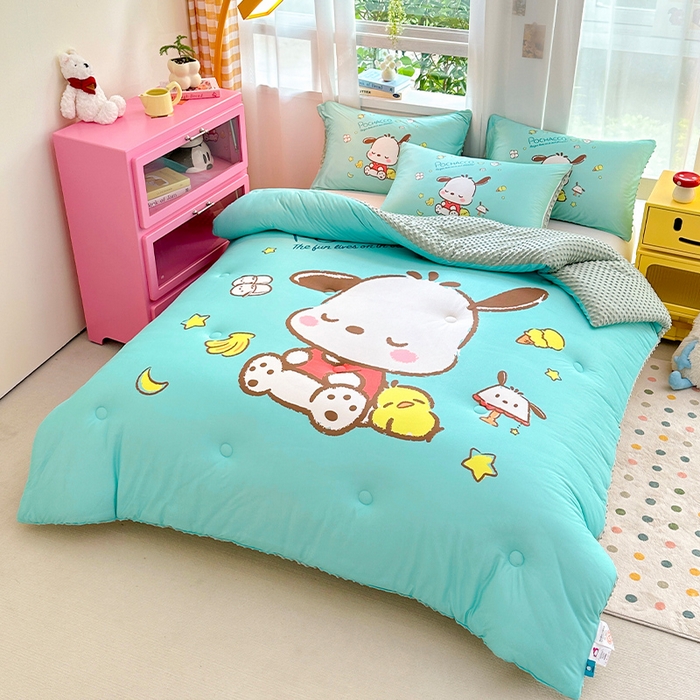 91家纺网 家纺一手货源 找家纺 ds生活馆 2025新款三丽鸥大版印花豆豆被春秋被冬被 香蕉帕恰狗