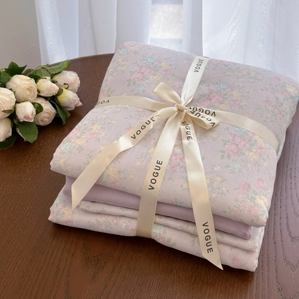 91家纺网 家纺一手货源 找家纺 （总）黛馨 2025新款A类小清新双层纱四件套（实拍）