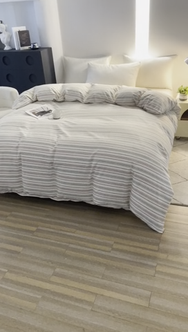 91家纺网 家纺一手货源 找家纺 雲归梦 2024新款全棉多规格加厚磨毛多规格单品--单被套 单被套-时尚条-棕