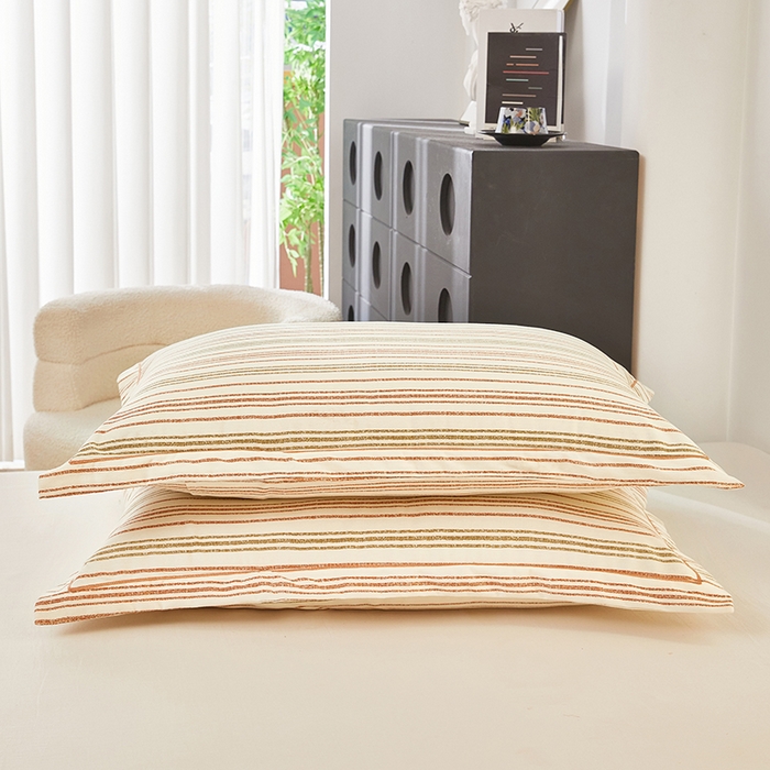 91家纺网 家纺一手货源 找家纺 雲归梦 2024新款全棉多规格加厚磨毛多规格单品--单枕套 单枕套-时尚条-棕