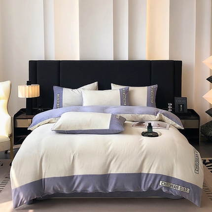 91家纺网 家纺一手货源 找家纺 （总）典曼家纺 2024新款刺绣牛奶绒四件套-妮可