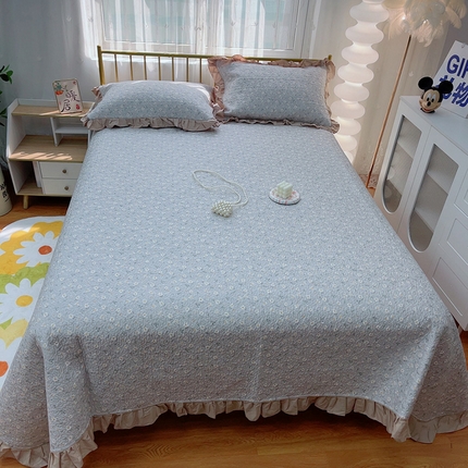 91家纺网 家纺一手货源 找家纺 （总）暖居 2024新款50棉50天丝防滑不跑床夹棉床单四季通用床盖三件套