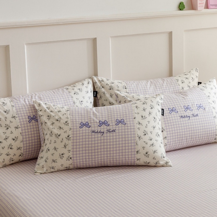 91家纺网 家纺一手货源 找家纺 卡姿家纺 2024秋冬呆萌小刺绣第三季 蝴蝶结小兔子-紫格