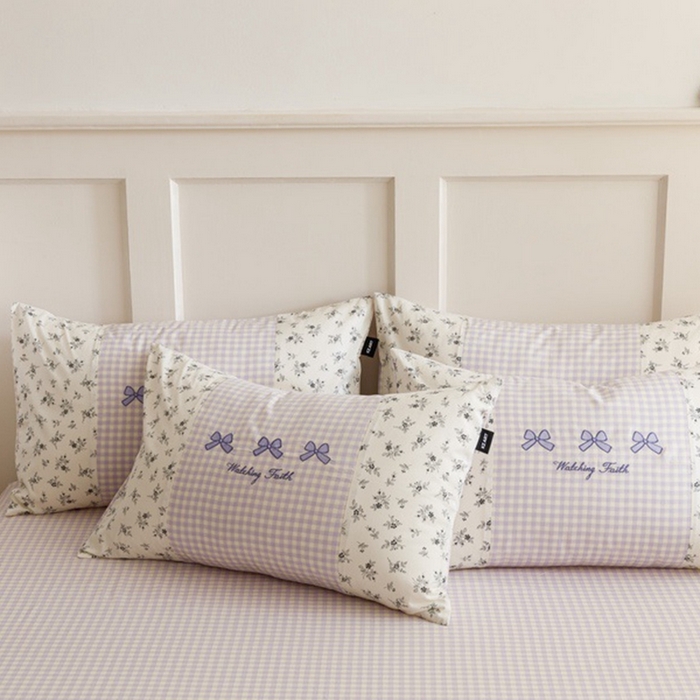 91家纺网 家纺一手货源 找家纺 卡姿家纺 2024秋冬呆萌小刺绣第三季 蝴蝶结小兔子-紫格