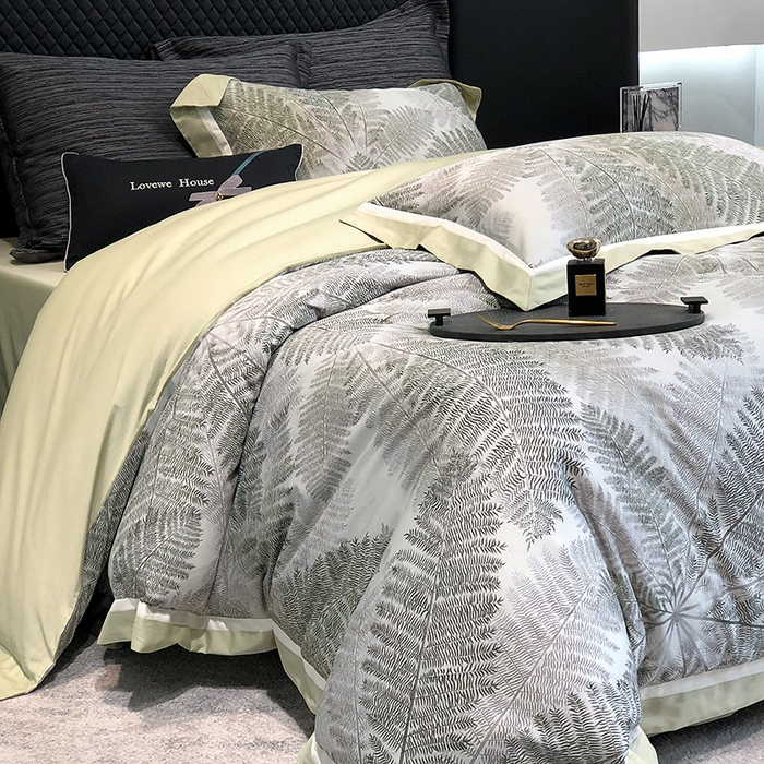 91家纺网 家纺一手货源 找家纺 若未家居 LOVEWE HOUSE 2025新款50S全棉数码印花四件套-挪威森林 挪威森林-绿