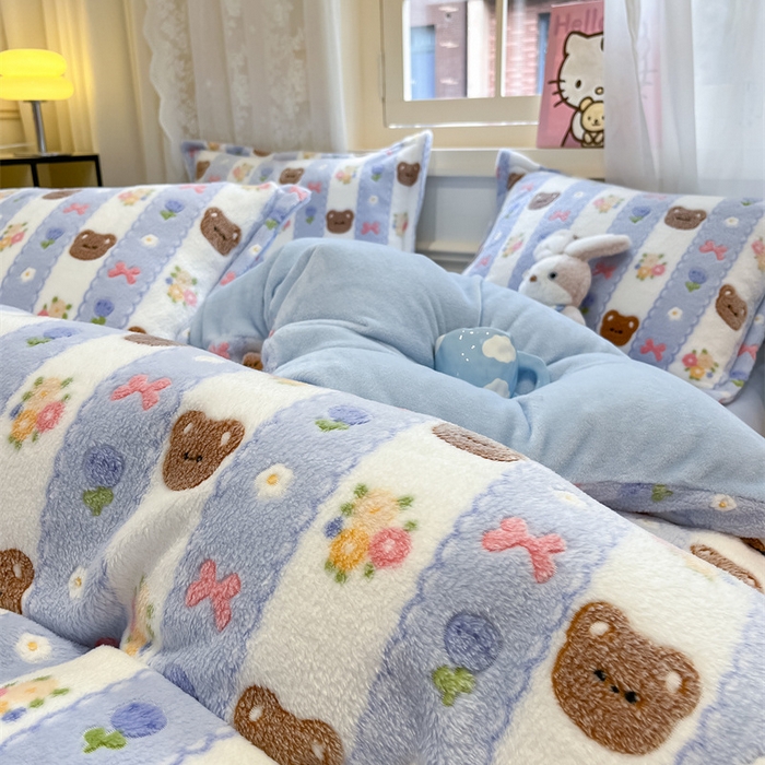 91家纺网 家纺一手货源 找家纺 川悦生活 2024新款雪花绒印花单被套系列-夜景 小熊花园