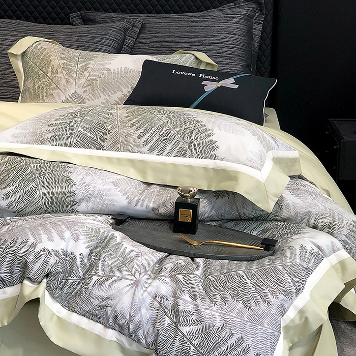 91家纺网 家纺一手货源 找家纺 若未家居 LOVEWE HOUSE 2025新款50S全棉数码印花四件套-挪威森林 挪威森林-绿