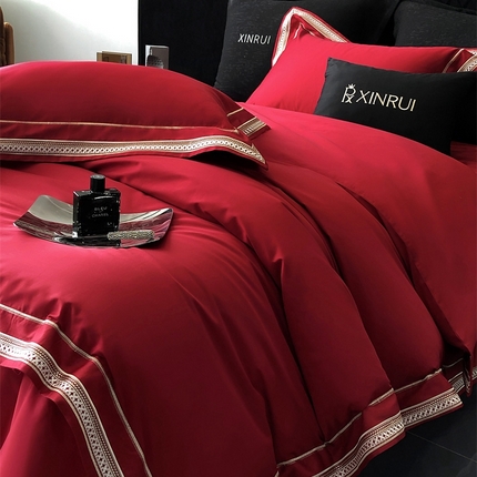 91家纺网 家纺一手货源 找家纺 （总）馨蕊 2024新款100S高奢简约长绒棉四件套-米诺